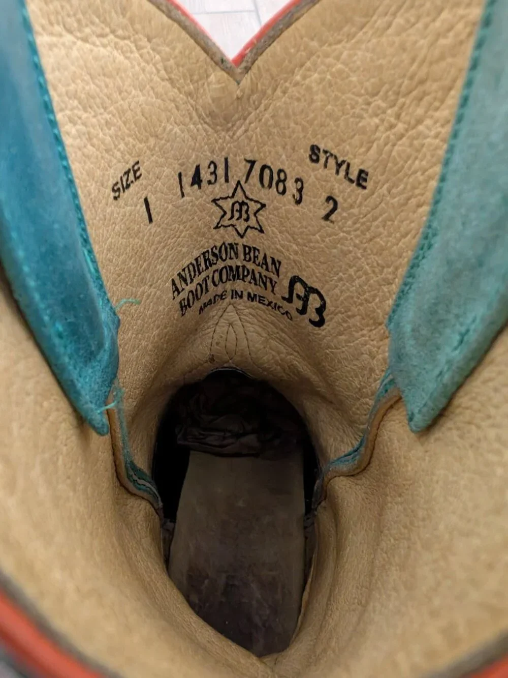 ANDERSON BEAN Kids Chocolate Ostrich Cowboy Boots Turquoise Shaft Size 1 AKB7083